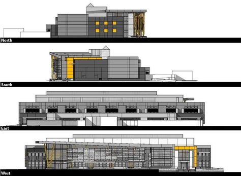 Image 9 of 10 from gallery of Edison High School Academic Building / Darden Architects. Elevations School Elevation, Edison High School, School Building Design, Structural Engineer, Architecture Elevation, Building Elevation, Construction Area, Fresno California, Education Architecture