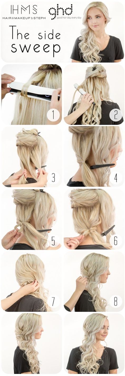 Today I've teamed up with GHD to create a tutorial for this romantic side swept style using their platinum styler.  It's super easy and will stay in all day!  Also, from now until the end of April you Hair Step By Step, 2019 Hairstyles, Side Curls, Bridal Party Hair, Side Swept Hairstyles, Hairstyles Prom, Side Hairstyles, Side Swept, Super Hair