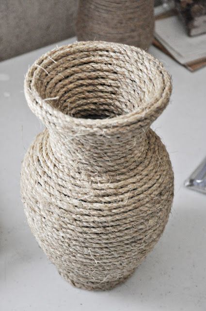 Clear Glass Vases Decor Ideas, Glass Vases Decor Ideas, Twine Vase, Rope Wreath Diy, Jute Twine Crafts, Vases Diy, Twine Diy, Glass Vase Decor, Rope Decor