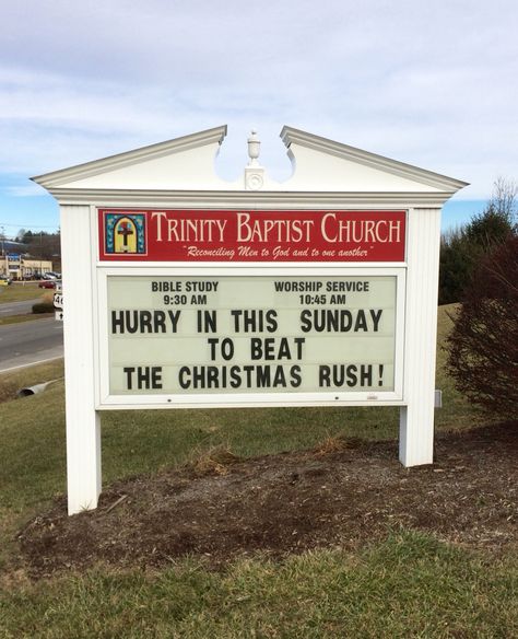 Trinity Baptist Church Christiansburg, Va Christmas church sign Star Wars References, Church Sign Sayings, Funny Church Signs, Hilarious Signs, Catholic Humor, Sign Sayings, Church Humor, Christmas Verses, Religious Humor