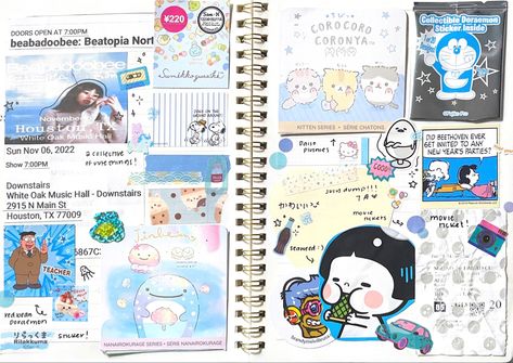 Sanrio Journal, Digital Junk Journal, Japanese Stationary, Kpop Journal Ideas, Japanese Journal, Dotted Journal Ideas, Sanrio Stickers, Kpop Journal, Japanese Scrapbook