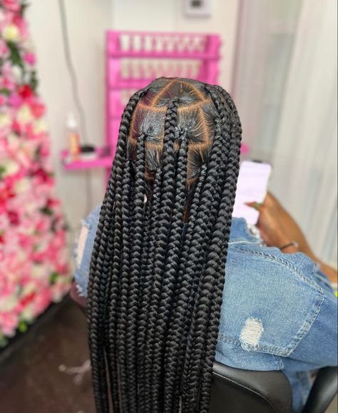 Large Box Braids With Color, Black Jumbo Braids, Jumbo Knotless Box Braids, Large Knotless, Black Hair Video, Weave Hairstyles Braided, Two Braid Hairstyles, Cute Box Braids, Short Box Braids Hairstyles