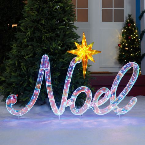 Holiday Living 2.5ft LED Iridesent Noel Sign Lowes.com Prismatic Christmas Decor, Noel Sign, Holiday Display, Comfort And Joy, Christmas 2024, Outdoor Christmas Decorations, Holiday Greetings, Christmas Signs, Christmas Wishlist