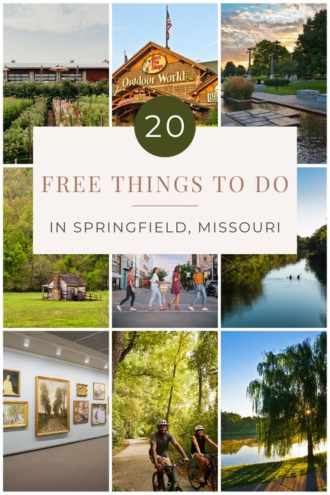 Going on vacation doesn't have to cost a lot of money! Here are some ideas on free things to do on your road trip or vacation to Springfield, Missouri. Missouri Road Trip Places To Visit, Things To Do In Springfield Missouri, Travel Missouri, Missouri Ozarks, Route 66 Trip, Branson Vacation, Free Family Activities, Vacay Ideas, 2024 Travel