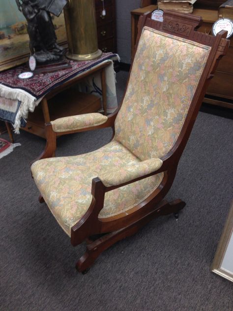 Rocking Chair Bedroom, 1800s Style, Eastlake Furniture, Antique Rocking Chair, 1800s Aesthetic, Platform Rocker, Antique Rocking Chairs, Vintage Rocking Chair, Chair Bedroom