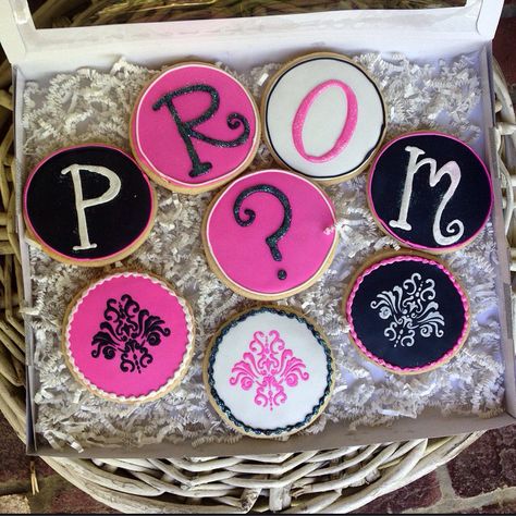 Promposal Cookies, Prom Pictures Couples, Prom Goals, Prom Picture Poses, Decorated Cookies Tutorial, 8th Grade Graduation, Prom Couples, Cookie Tutorials, Prom Proposal