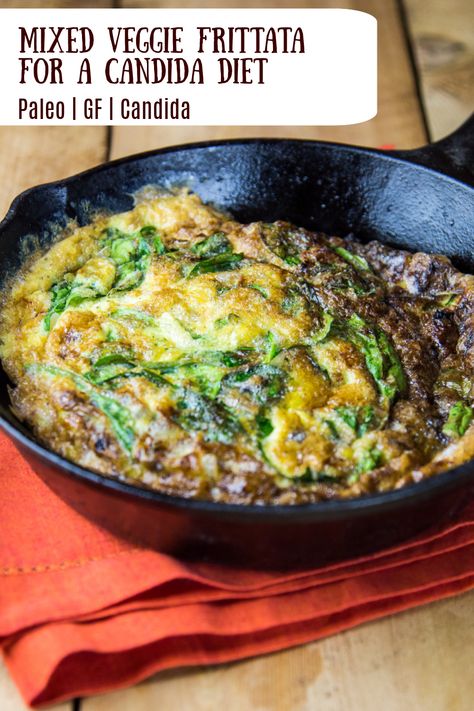 A super healthy protein packed Frittata that makes for a yummy breakfast, lunch or dinner. Delicious enjoyed on its own, but even yummier paired with an arugula salad or kale sauté. Easy to prepare and the perfect way to use up that loose produce in the fridge. This Frittata fits a Paleo, Gluten-Free and Anti-Candida Diet! #frittata, #veggiefrittata, #candidadietbreakfast, #healthyrecipes, #anticandida, #candidacleanse Candida Diet Recipes Breakfast, Candida Diet Recipes Dinner, Candida Breakfast Recipes, Candida Diet Meal Plan, Candida Diet Breakfast, Candida Friendly Recipes, Candida Free Recipes, Candida Diet Food List, Candida Cleanse Recipes