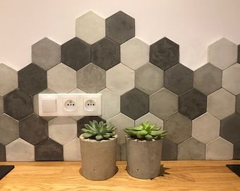 Dekornia - Etsy Hexagon Tile Backsplash, Hexagon Backsplash, Mix Concrete, Unique Tile, Russell Hobbs, Concrete Tiles, Hexagon Tiles, Commercial Office, Kitchen Tiles