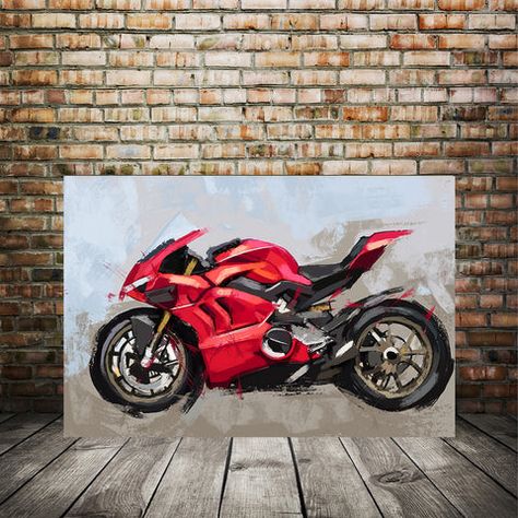 Motorcycle Painting Acrylic, Bike Ducati, Ducati Bike, Husband Gift Ideas, Motorcycle Art Painting, Ducati Motorcycle, Motorbike Art, Large Garage, Motorcycle Drawing