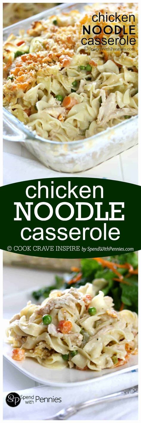 Creamy Chicken Noodle Casserole, Oven Dinners, Creamy Chicken Noodle, Noodle Soups, Chicken Noodle Casserole, Spend With Pennies, Noodle Casserole, Chicken Main Dishes, Dinner Meals