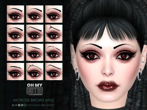 The Sims Resource - Oh My Goth Morose Brows Sims 4 Cc Oh My Goth, Sims Goth Cc, Goth Eyebrows, Sims 4 Cc Goth, Sims 2 Cc, Geeky Cross Stitch Patterns, Traditional Goth, Makeup Cc, Goth Hair