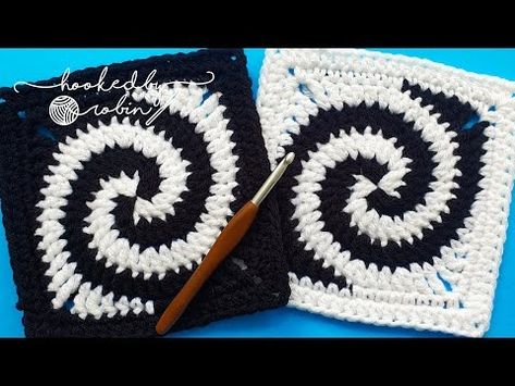 How to Crochet a Spiral Granny Square 🧶 - YouTube Spiral Granny Square Tutorial, Crochet Swirl Granny Square, How To Crochet A Granny Square Tutorial, Crochet Spiral Granny Square, Swirl Granny Square, Spiral Granny Square Pattern, Crochet A Spiral, Spiral Granny Square, Alpha Crochet