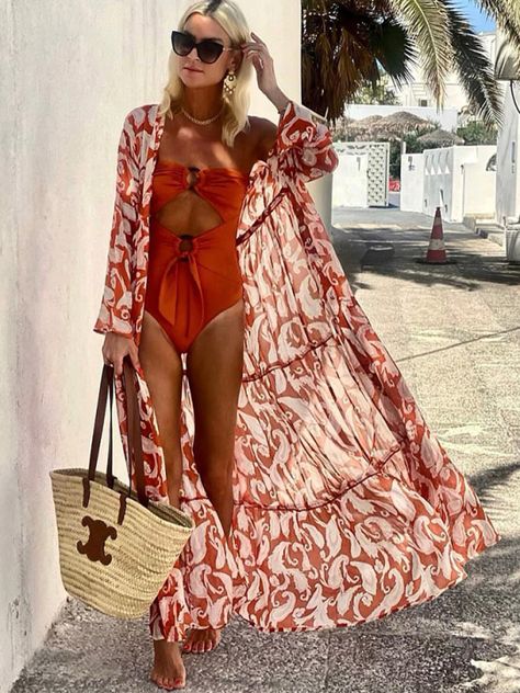 Best Seller Bathing Suit Cover Up Outfit, Swim Cover Up Outfit, Tube Top Swimsuit, Bathing Suit Designs, Retro Swimsuit, Summer Swimwear, Bathing Suit Cover Up, One Piece Suit, Swimsuit Fashion