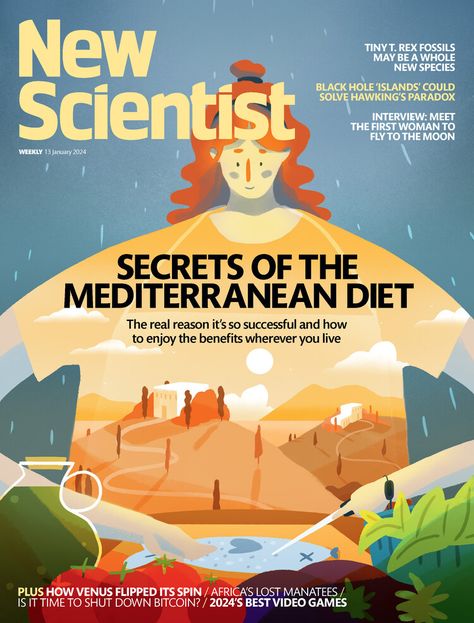 New Scientist January 13, 2024 Fly To The Moon, Science Magazine, The Mediterranean Diet, New Scientist, Magazine Editorial, January 13, January 2024, Black Hole, Digital Magazine