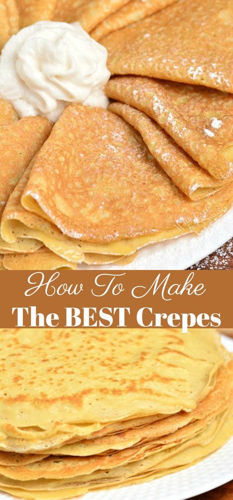 Crepe are delicately soft with a little crunch on the ends. Learn how to make these soft and buttery classic Crepes in no time and a few simple ingredients. #crepes #breakfast #dessert #crepesrecipe Best Crepes, Breakfast Crepes, How To Make Crepe, Crepe Recipes, Pancakes And Waffles, Breakfast Brunch Recipes, Breakfast Dessert, Chef Recipes, Breakfast Dishes