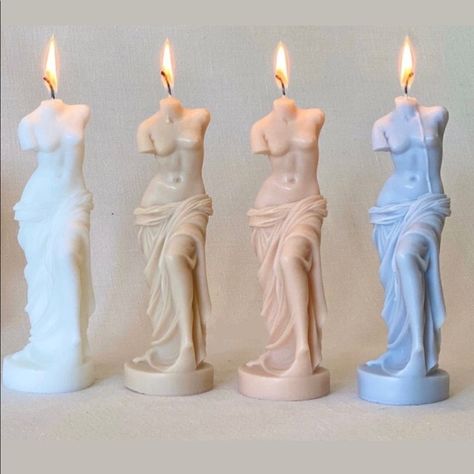 Greek Goddess Statue, Statue Candle, Angelcore Aesthetic, Body Candle, Ancient Greek Sculpture, Greek Sculpture, Aesthetic Candles, Goddess Statue, Candle Aesthetic