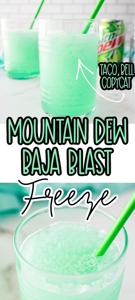 Baja Recipes, Taco Bell Baja Blast, Baja Blast Freeze, Mountain Dew Baja Blast, Blue Gatorade, Copycat Taco Bell, Slushy Drinks, Baja Blast, Frosted Lemonade