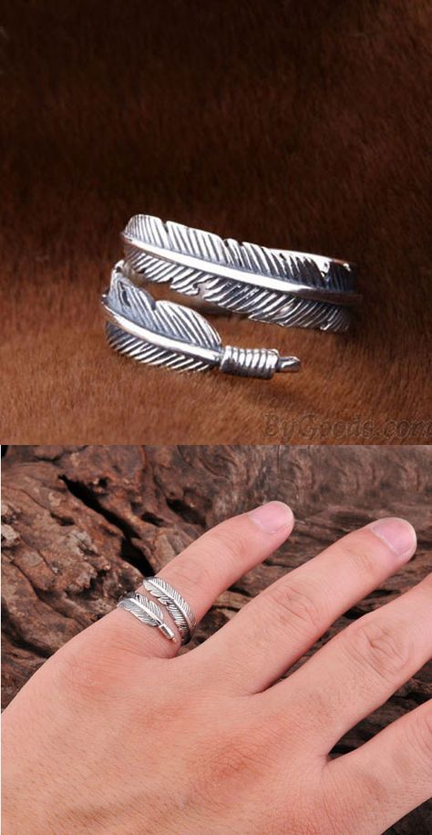 Unique Angel Wings Feather Ring is so cute ! #Unique #angel #wings #feather #ring #silver Woman Rings, Ladies Silver Rings, Angel Ring, Cheap Diamond Rings, Natural Opal Ring, Elephant Ring, Unique Rings Vintage, Feather Ring, Handmade Rings