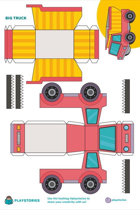 Download this free printable truck for some magical coloring fun! #DIYPaperCrafts #PaperCraftIdeas #PaperCraftInspiration #PaperCraftingFun #3DCrafts Truck Template Free Printable, Car Template Free Printable, Paper Toys Template Free Printable, Truck Template, Truck Crafts, 3d Crafts, Calm Kids, Paper Box Template, Cardboard Box Crafts