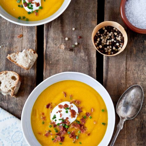 Squash Leek Soup, Squash And Leek Soup, Squash Soup With Bacon, Savory Butternut Squash Soup, Orange Soup, Comfort Soups, Savory Butternut Squash, Leeks Soup Recipes, Thanksgiving 2023