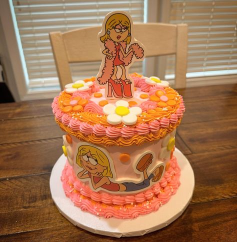 Cake Time - Lizzie McGuire cake 🧡💕✨ | Facebook Lizzie Mcguire Cupcakes, Lizzie Mcguire Theme Party, Lizzie Mcguire Bachelorette Party, Lizzie Mcguire Cake, Lizzie Mcguire Party, Asthetic Cakes, 30th Birthday Cake For Women, Channel Cake, 30th Bday Party