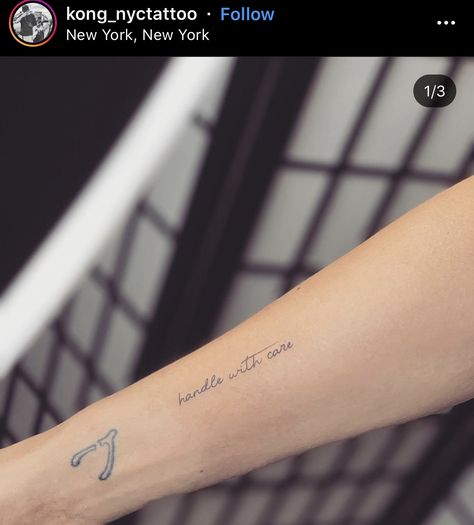 Handle With Care Tattoo, Fineline Tattoo, Handle With Care, Instagram Handle, Tattoo Placement, Tattoo Ink, Love Tattoos, Fish Tattoos, Jesus Fish Tattoo