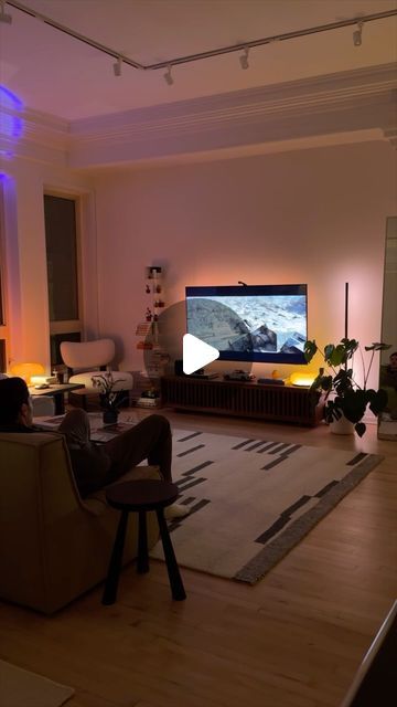 andrew maddock on Instagram: "upgrading my cozy tv backlight. love how these lights match the on screen ambiance to create the dopest movie night experience 

#homedecor #cozylighting #goveetvbacklight #dunemovie #interiordesign #tvstand #cozy" Cozy Living Rooms Night, Cozy Watching Tv Aesthetic, Cozy Lighting Living Room Night, Ambient Lighting Living Room Night, Late Night Tv Aesthetic, Tv Backlight, Updating House, Movie Night, Tv Stand