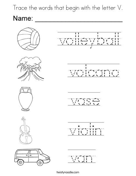 V Worksheet, Letter V Worksheets, Word Tracing, V Words, Abc Worksheets, Cursive Writing Worksheets, Cursive Words, Twisty Noodle, Writing Practice Worksheets