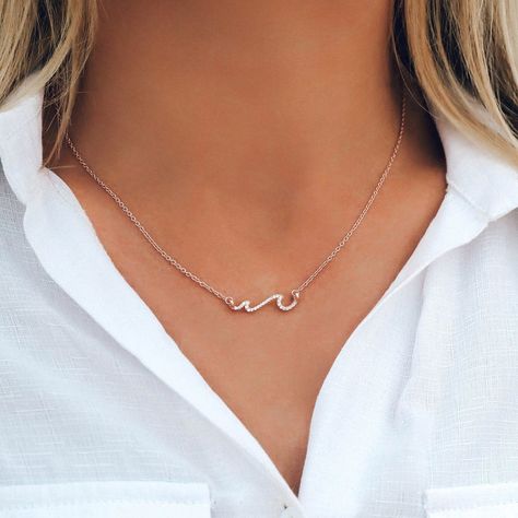 Pura Vida Necklace, Surf Necklace, Wave Jewelry, Jewerly Set, Surf Jewelry, Wave Necklace, Luxe Style, Pura Vida Bracelets, Surf Style