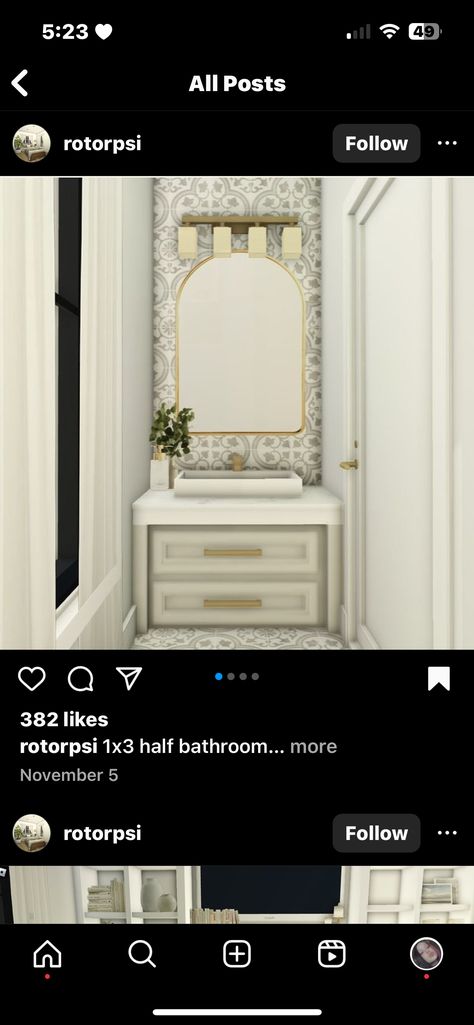 Bloxburg Hall Ways Ideas, Bloxburg Powder Room, Bloxburg Bathroom Wallpaper Codes, White Bloxburg House, Front Door Bloxburg, Mirror Bloxburg Codes, Brick Bloxburg Decals, Mud Room Bloxburg, Bloxburg Kitchen Decals Codes Backsplash