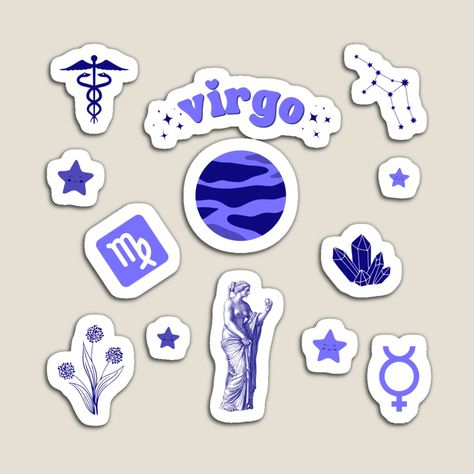 The Zodiac Signs: Virgo | Sticker Pack | Astrology, Horoscopes, Spirituality Horoscope Stickers, Zodiac Signs Stickers, Virgo Stickers, Astrology Stickers, Virgo Element, 12 Zodiac Signs, Stickers Packs, Printable Stickers, Sticker Sheets