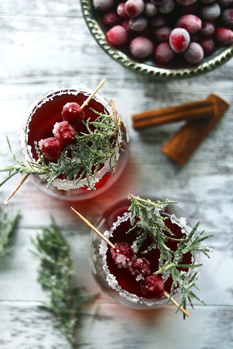 Winter Solstice Cocktail with Rosemary & Cranberry - Moody Moons Sugared Rosemary, Winter Solstice Party, Alcohol Free Wine, Yule Celebration, Winter Solstice Celebration, Solstice Party, Kitchen Witch Recipes, Happy Winter Solstice, Rosemary Simple Syrup