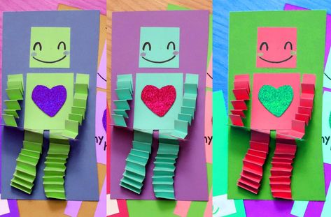 Robot Craft Preschool, Robots Preschool, Valentines Robots, Robot Craft, Craft Preschool, Easy Valentines, Preschool Valentines, Valentine Crafts For Kids, Homemade Valentines