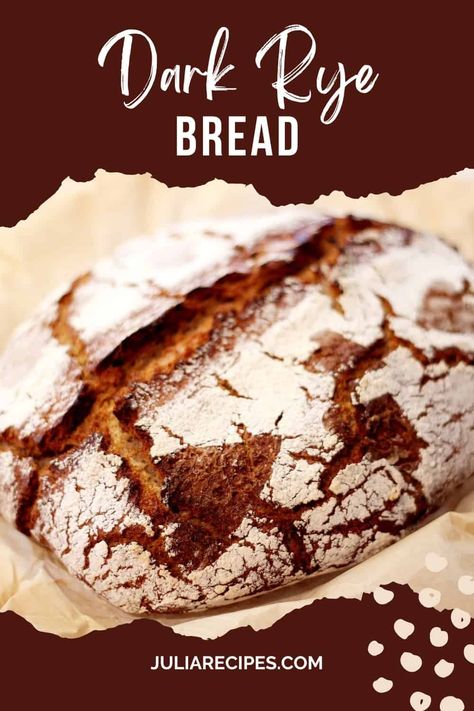 DARK RYE BREAD - Julia Recipes Dark Rye Flour Recipes, Dark Bread Recipes, Seedless Rye Bread Recipe, German Dark Rye Bread Recipe, Caraway Rye Bread Recipe, German Rye Bread, Dark Rye Bread Recipe, Rye Recipes, Jewish Rye Bread