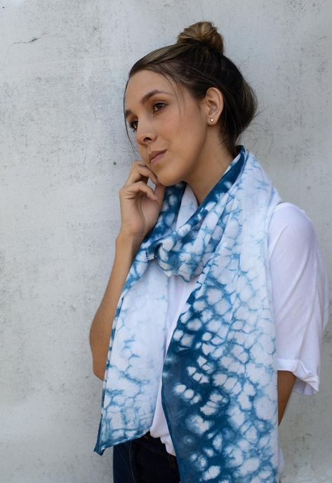 Honeycomb Shibori Scarf | Etsy Shibori Scarf, Fabric Dyeing Techniques, Aged Clothing, Shibori Techniques, Shibori Tie Dye, Indigo Shibori, Vintage Napkins, Oatmeal Color, Dyeing Techniques