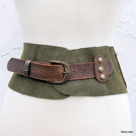 Wide Belts, Handmade Belts, Fashion Belts, Leather Projects, Wide Belt, Fantasy Clothing, Leather Belts, Hunter Green, Green Leather