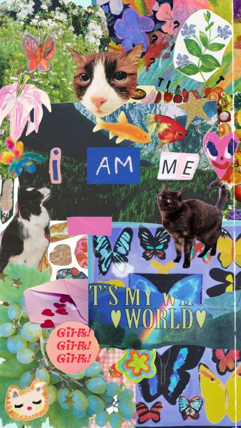 #magazine#cutout#cats#dog#nature#art#collage#retro#vintage Magazine Scrapbook Ideas, Magazine Cutout Art, Magazine Collage Ideas, Magazine Cutout Collage, Self Collage, Word Collage Art, Magazine Collage Art, Magazine Collages, Work Wallpaper