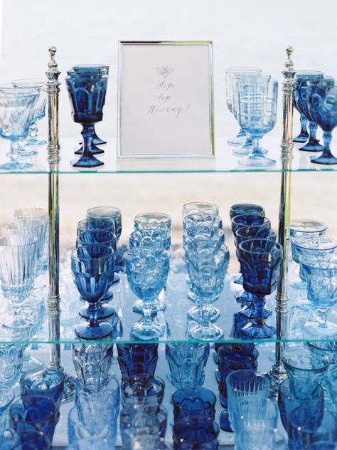 Blue White Weddings, Something Blue Bridal, Blue Wedding Inspiration, Blue Bridal Shower, Blue Glassware, Something Blue Wedding, Blue Themed Wedding, Montana Wedding, Lakeside Wedding