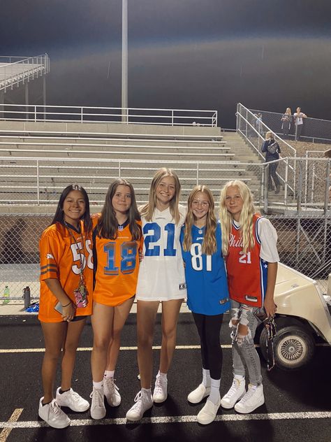 Jersey Themed Football Game Outfit, Jersey Outfit Spirit Week, Jersey Day Outfit Spirit Week, Jersey Night Theme Outfit Football, Jersey Spirit Week Outfit, Jersey Night Theme Outfit, Jersey Theme Football Game, White Out Themed Football Game, Jersey Day Spirit Week