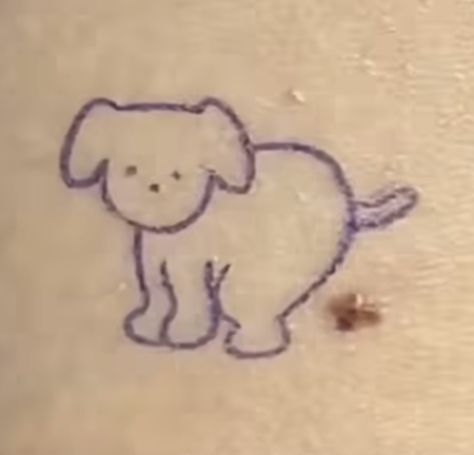 Dog Pooping Tattoo, Cute Tattoos Animals, Funny Small Tattoos, Mole Tattoo, Shoulder Cap Tattoo, Funky Tattoos, Sharpie Tattoos, Cute Little Tattoos, Arte Van Gogh