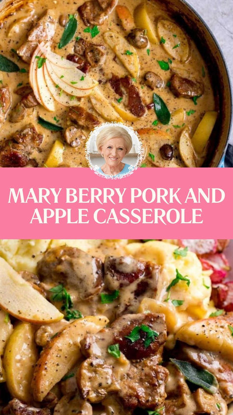 Mary Berry Pork And Apple Casserole Recipes With Apples Savory, Pork Apple Crockpot, Autumn Casserole Recipes, British Dinner Recipes, Simple Casseroles, Pork Casserole Recipes, Mexican Pork Recipes, Salted Recipes, Pork Ideas