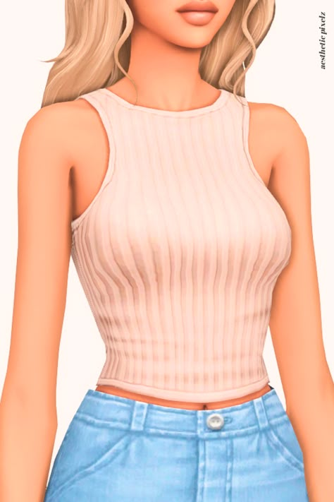 a female sim wearing a custom content crop top in the sims 4 Sims4 Mods Hair, Sims 4 Cc Crop Tops, Sims 4 Tops Cc, Sims 4 Female Clothes, Cc Lookbook, Cute Sims, Sims Outfits, Sims 4 Cas Mods, Alpha Cc