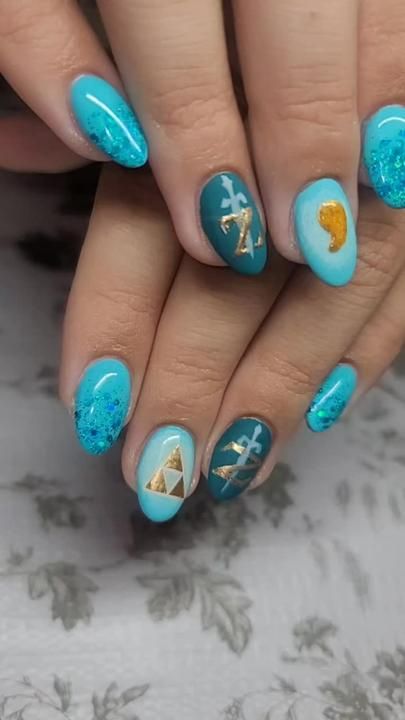 tears of the kingdom nails｜TikTok Search Tears Of The Kingdom Nails, Zelda Nails Designs, Legend Of Zelda Nail Art, Final Fantasy Nails, Videogame Nails, Zelda Botw Tattoo, Star Wars Nails Designs, Zelda Nail Art, Legend Of Zelda Nails