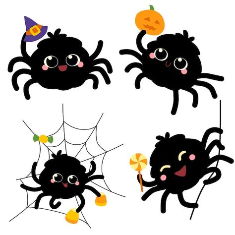 Hand drawn flat halloween spiders collec... | Free Vector #Freepik #freevector #halloween-illustration #halloween #assortment #spooky Cute Spider Cartoon, Spider Illustration Cute, Halloween Clipart Free, Spider Clipart, Spider Cartoon, Toy Library, Spider Pictures, Spider Illustration, Halloween Spiders