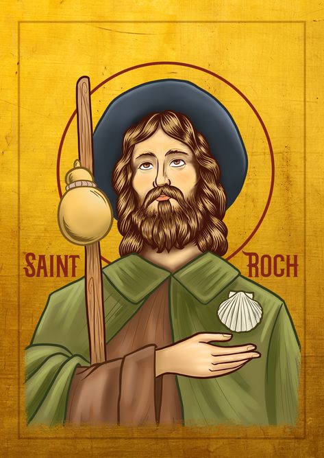 Christian Iconography, Saint Roch, San Rocco, Paintings Tutorials, Watercolor Paintings Tutorials, Patron Saints, Montpellier, All Saints, Painting Tutorial