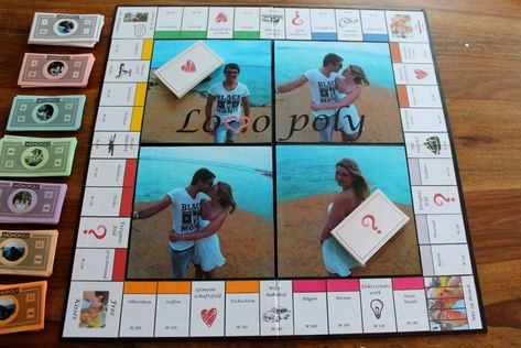 DIY, Basteln: Monopoly, Lovopoly in Liebesgeschenk und Geschenkideen - DIYCarinchen Couples Diy, Boyfriend Diy, Adult Crafts, Presents For Him, Hello Kitty Plush, Easy Christmas Diy, Family Game Night, Diy Canvas, Love Gifts