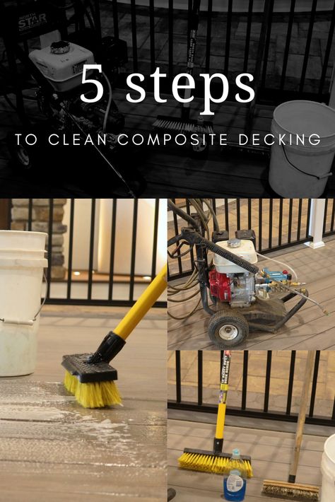 Cleaning Trex Decking Outdoor, How To Clean Trex Decking, Deck Cleaning Solution Diy, How To Clean Composite Decking, Cleaning Trex Decking, Townhome Makeover, Composite Decking Diy, Cleaning Composite Decking, Composite Deck Cleaner