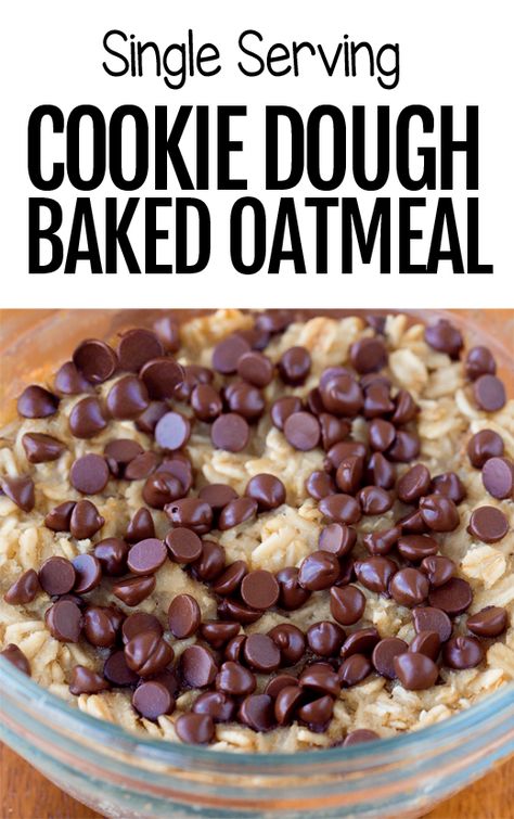 Single Serving Cookie Dough, Oatmeal Breakfast Recipes, Healthy Chocolate Chip Cookie Dough, Healthy Chocolate Chip Cookie, Diy Oatmeal, Baked Recipe, Baked Oatmeal Recipe, Healthy Chocolate Chip Cookies, Homemade Chocolate Chips