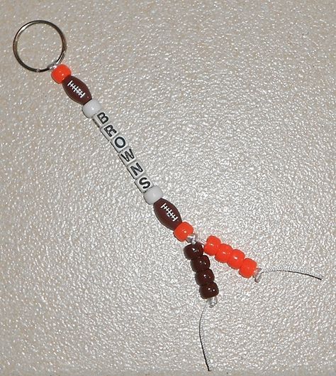 Pony Bead Sport Team Keychains #Cleveland #Browns #Football Football Beaded Keychain, Team Keychains, Cincinatti Bengals, Cleveland Browns Football, Pony Bead Crafts, Bengals Football, Football Stuff, Browns Football, Pony Bead Patterns