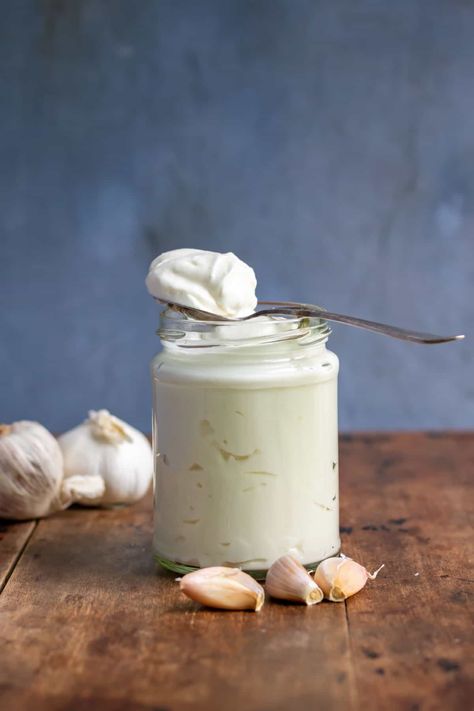 This easy Vegan Aioli recipe combines creamy homemade vegan mayo with the bold taste of fresh garlic for a flavorful aioli to use in many recipes. Whip up this simple condiment in 5 minutes or less, using just 5 ingredients! Vegan Aioli Recipe, Vegan Aioli, Vegan Mayonaise, Dill Carrots, Veggie Desserts, Garlic Mayonnaise, Garlic Aioli Recipe, Vegan Meat Recipe, Vegan Dips